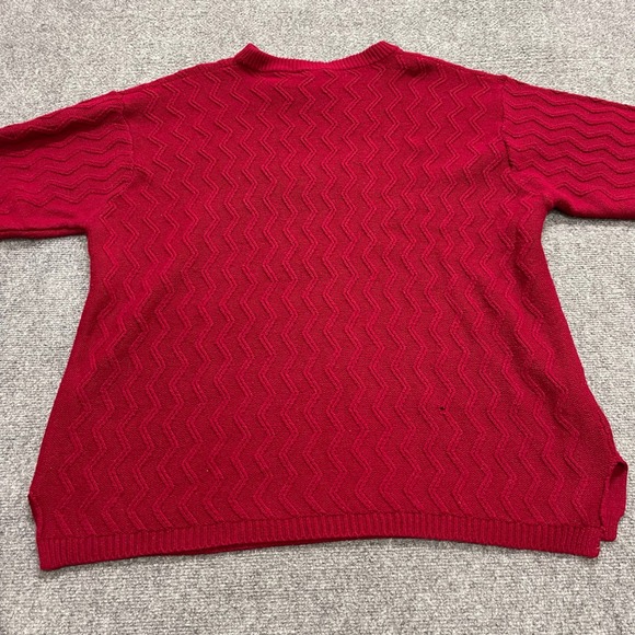 Vintage 00s Red Acrylic Men's Pullover Sweater - Picture 4 of 9